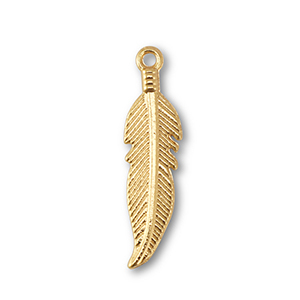 Metaal bedels feather Gold