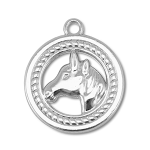 Metaal bedels round with horse Silver