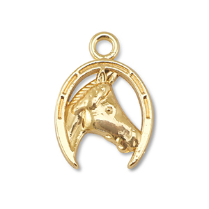 Metaal bedels horseshoe with horse Gold