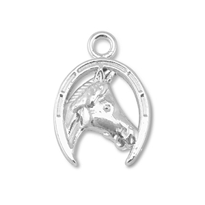 Metaal bedels horseshoe with horse Silver