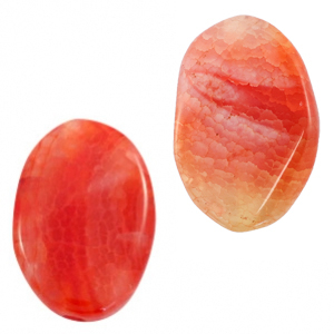 Halfedelsteen kraal ovaal Orange red opal