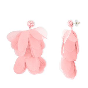 Musthave oorbellen/oorstekers chiffon bloem Peach pink-gold