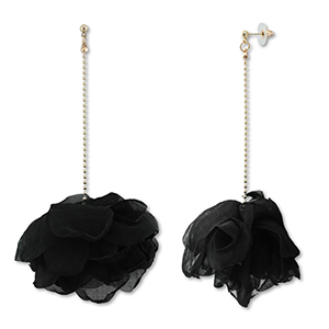 Musthave oorbellen/oorstekers chiffon bloem Black-gold