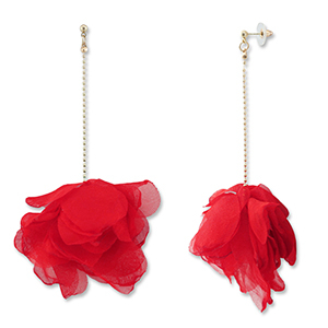 Musthave oorbellen/oorstekers chiffon bloem Red-gold