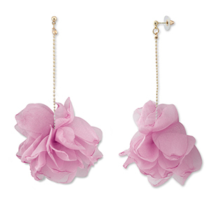 Musthave oorbellen/oorstekers chiffon bloem Mauve pink-gold