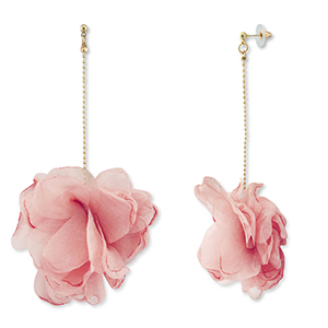 Musthave oorbellen/oorstekers chiffon bloem Peach pink-gold