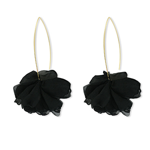 Musthave oorbellen chiffon bloem Black-gold