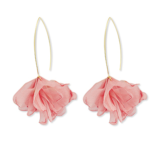 Musthave oorbellen chiffon bloem Peach pink-gold