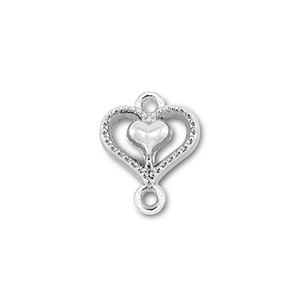 Metaal bedels tussenstuk heart with heart Silver