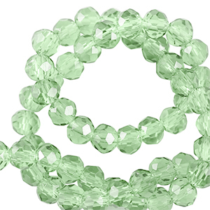 Facet kralen top quality disc 6x4mm Citrus green-pearl shine coating
