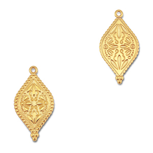 Metaal bedels DQ oval with flower Goud (Nikkelvrij)