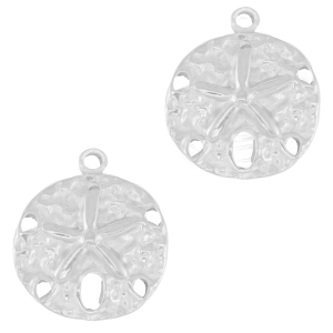 Bedels van Stainless steel Roestvrij staal (RVS) round starfish Silver
