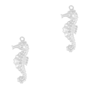 Bedels van Stainless steel Roestvrij staal (RVS) seahorse Silver