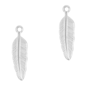Bedels van Stainless steel Roestvrij staal (RVS) feather Silver