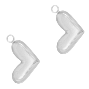 Bedels van Stainless steel Roestvrij staal (RVS) heart Silver