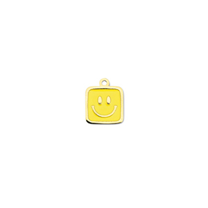 Bedels van Stainless steel Roestvrij staal (RVS) square with smiley Gold-yellow