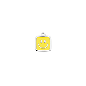 Bedels van Stainless steel Roestvrij staal (RVS) square with smiley Silver-yellow
