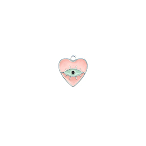 Bedels van Stainless steel Roestvrij staal (RVS) heart Eye of Providence Silver-pink