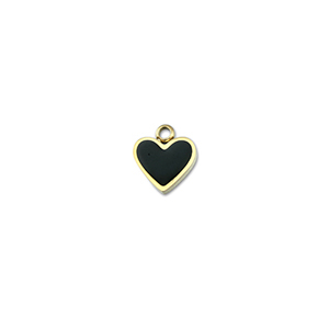 Bedels van Stainless steel Roestvrij staal (RVS) heart Gold-black