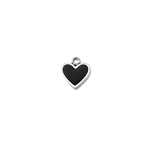 Bedels van Stainless steel Roestvrij staal (RVS) heart Silver-black