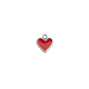 Bedels van Stainless steel Roestvrij staal (RVS) heart Silver-red
