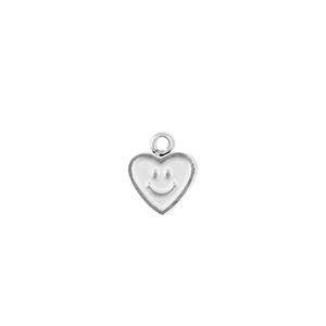 Bedels van Stainless steel Roestvrij staal (RVS) heart with smiley Silver