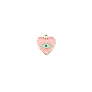 Bedels van Stainless steel Roestvrij staal (RVS) heart Eye of Providence Gold-pink