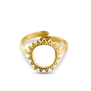 Ringen van Stainless steel Roestvrij staal (RVS) flower Gold