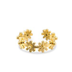 Ringen van Stainless steel Roestvrij staal (RVS) flower Gold