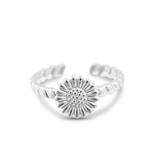 Ringen van Stainless steel Roestvrij staal (RVS) flower Silver