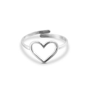 Ringen van Stainless steel Roestvrij staal (RVS) heart Silver