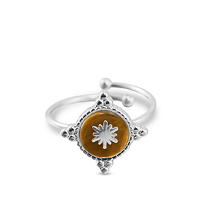 Ringen van Stainless steel Roestvrij staal (RVS) snowflake Silver-brown