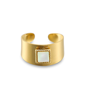 Ringen van Stainless steel Roestvrij staal (RVS) square Gold-white