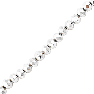 Facet kralen top quality disc 4x3mm Metallic silver