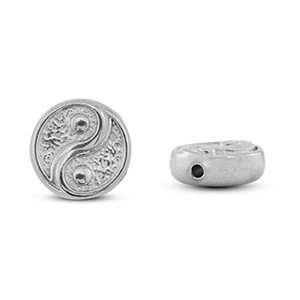 Kralen van Stainless steel Roestvrij staal (RVS) Yin & Yang Silver