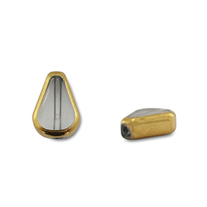 Glas kralen drop Grey transparent-gold