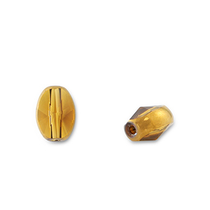 Glas kralen oval Yellow transparent-gold