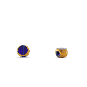 Glas kralen irregular Blue transparent-gold