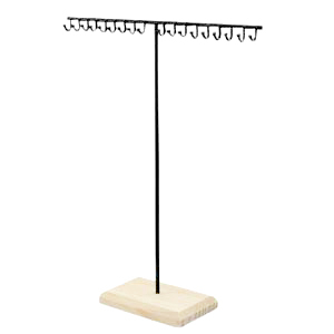 Sieraden display T-vorm voor kettingen met houten voet Natural-black