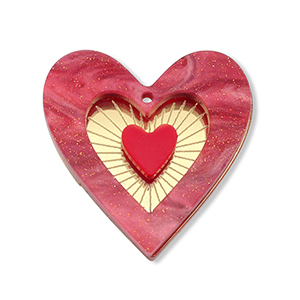 Statement hangers heart Berry wine red-gold