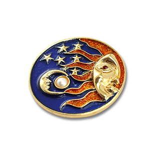 Broches sun, moon & star Gold-blue-orange
