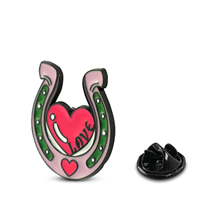 Pins horseshoe with heart Lilac pink-magenta-green