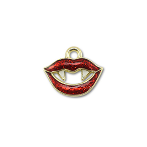 Metaal bedels vampire's mouth Gold-red