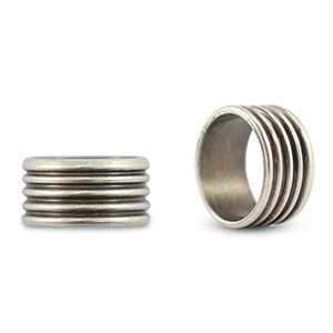 Metaal schuivers DQ ring with ribs Antiek zilver (Nikkelvrij)