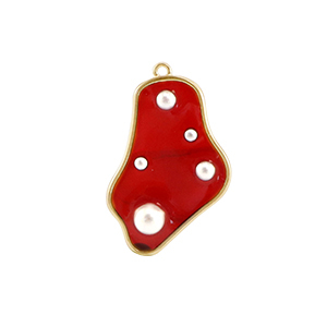 Hangers van Resin irregular with pearls Gold-red-white