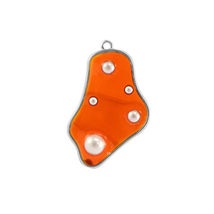 Hangers van Resin irregular with pearls Silver-orange-white