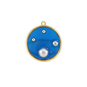 Hangers van Resin round with pearls Gold-blue-white