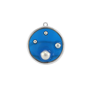 Hangers van Resin round with pearls Silver-blue-white