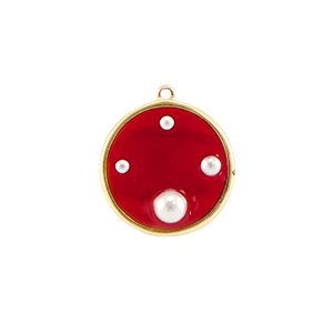 Hangers van Resin round with pearls Gold-red-white