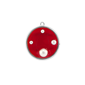 Hangers van Resin round with pearls Silver-red-white